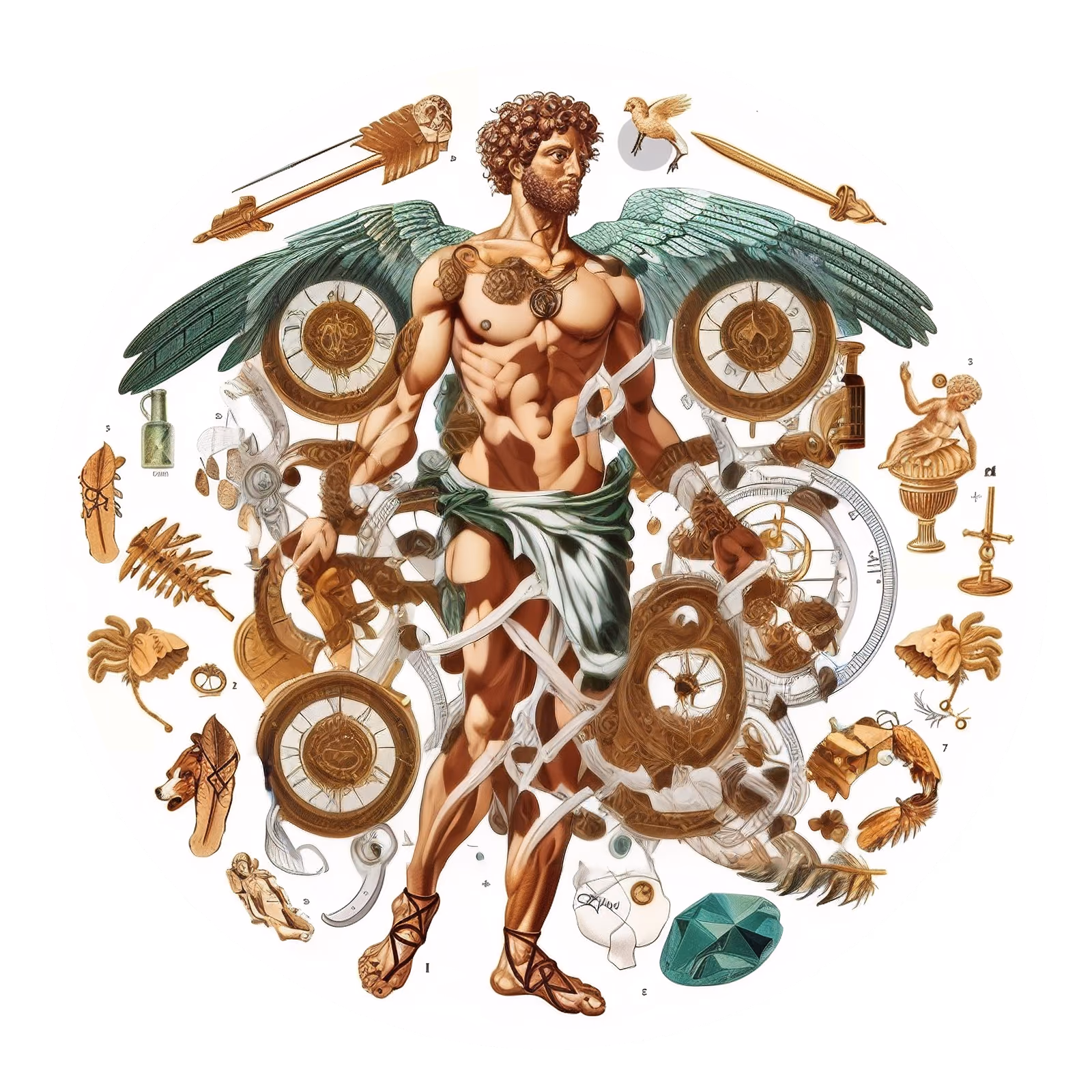 Winged Mercury God Vector QR Code for Stickers — image 1