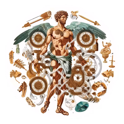 Winged Mercury God Vector QR Code for Stickers — image 1