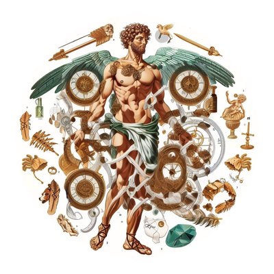 Winged Mercury God Vector QR Code for Stickers