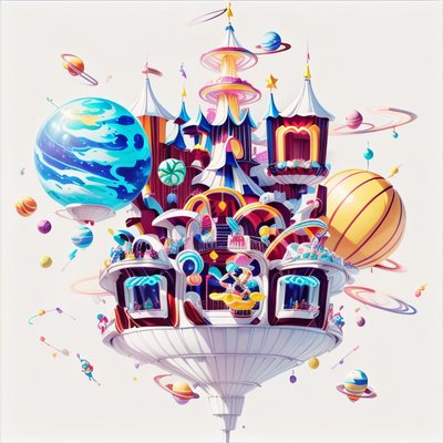 Space Amusement Park Game Art QR Code for Posters