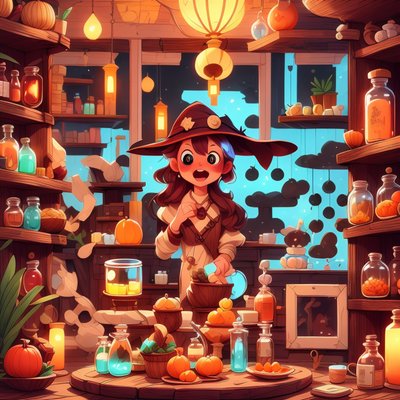 Witch Potion Shop Cartoon QR Code for Posters