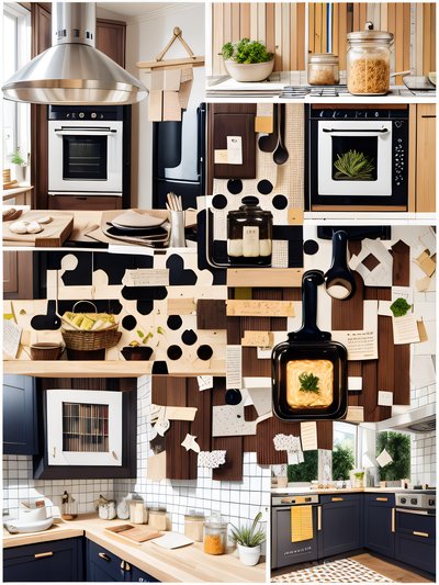 Cozy Kitchen Mood Board Collage QR Code Art