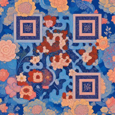 Blue Floral Paisley Wallpaper QR Code Art — image 1