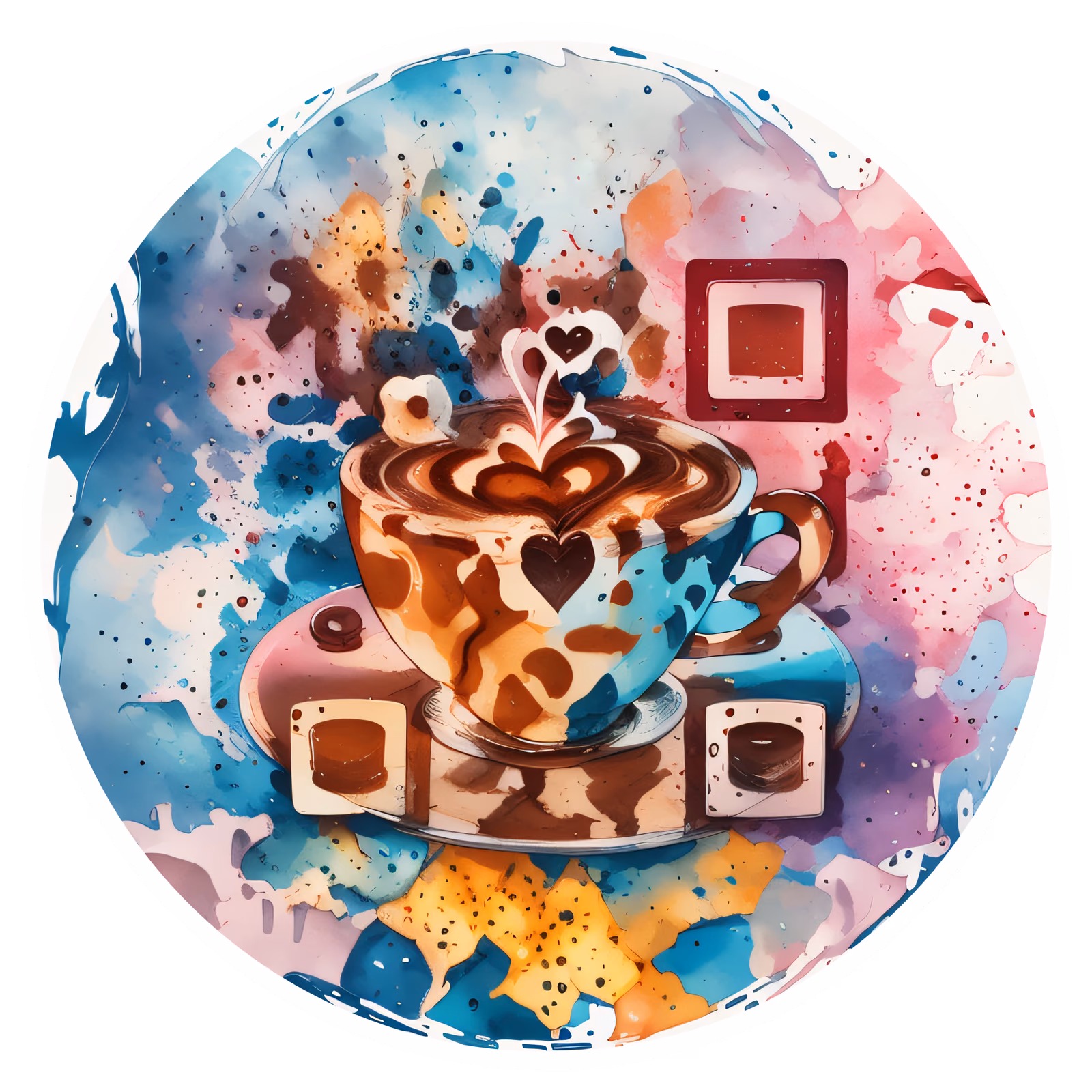 Espresso Cup Watercolor QR Code for Stickers — image 1