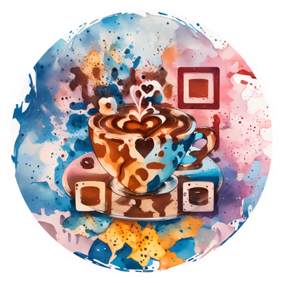 Espresso Cup Watercolor QR Code for Stickers — image 1