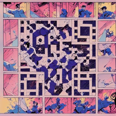 Раскадровка комикса тушью: QR-код для постеров