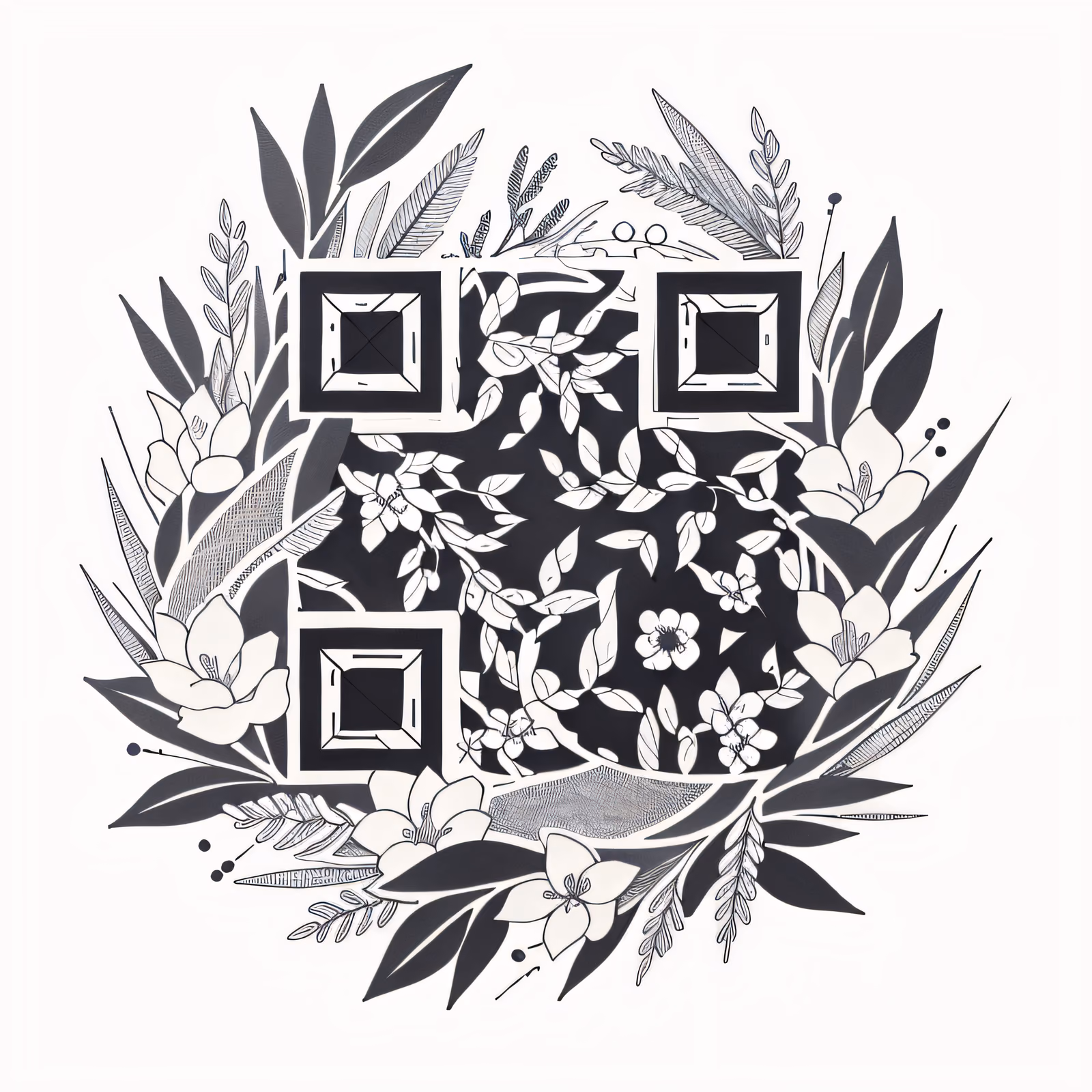 Botanical Wreath Tattoo Ink QR Code for Temporary Tattoos — image 1