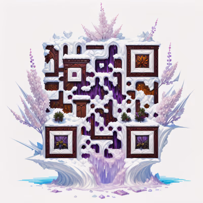 Заснеженный резной блок с сиренью: 3D QR-код — изображение 1