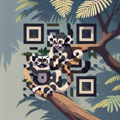 Ring Tailed Lemurs Flat Vector QR Code Art — image 1