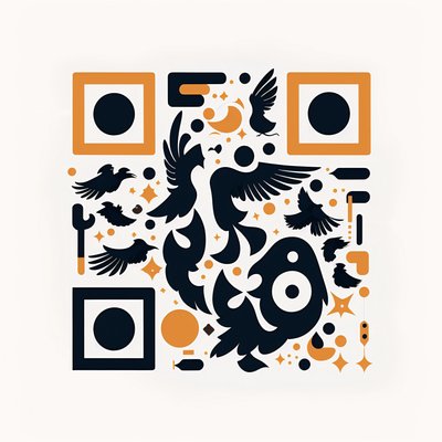 Raven Silhouette Flat Vector QR Code for Stickers