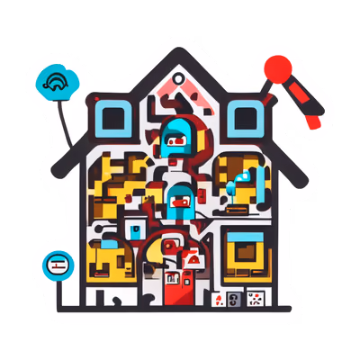 Умный дом: векторная иллюстрация с QR-кодом для наклеек — изображение 1