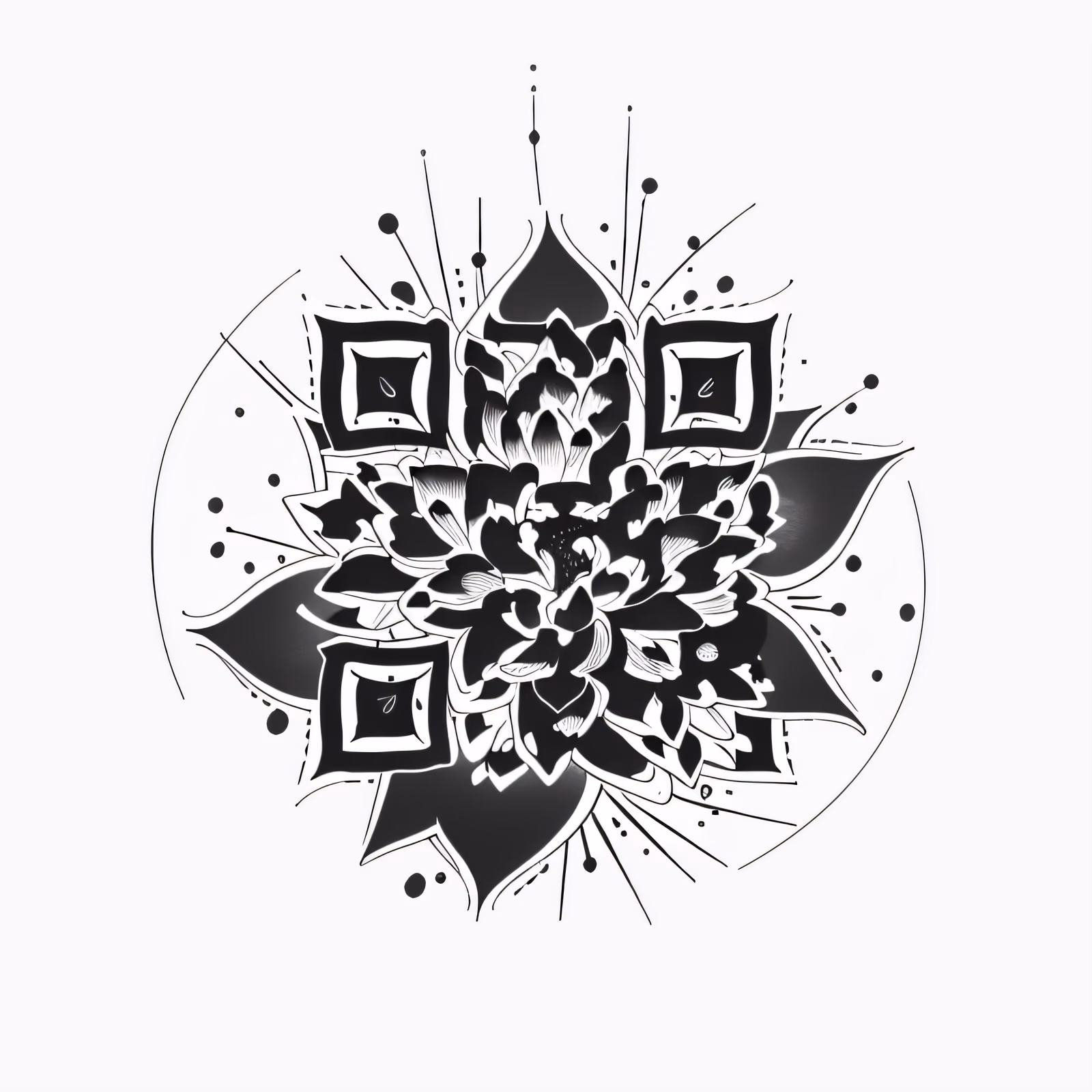 Lotus Blossom Ink Tattoo QR Code for Temporary Tattoos — image 1