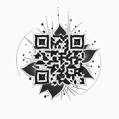 Lotus Blossom Ink Tattoo QR Code for Temporary Tattoos — image 1