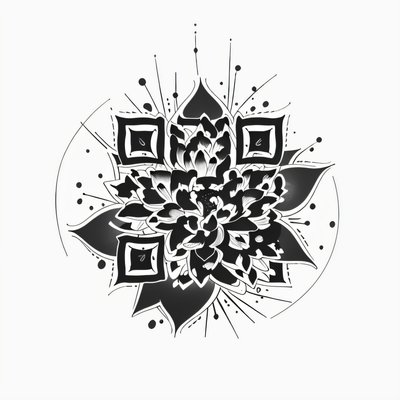 Lotus Blossom Ink Tattoo QR Code for Temporary Tattoos