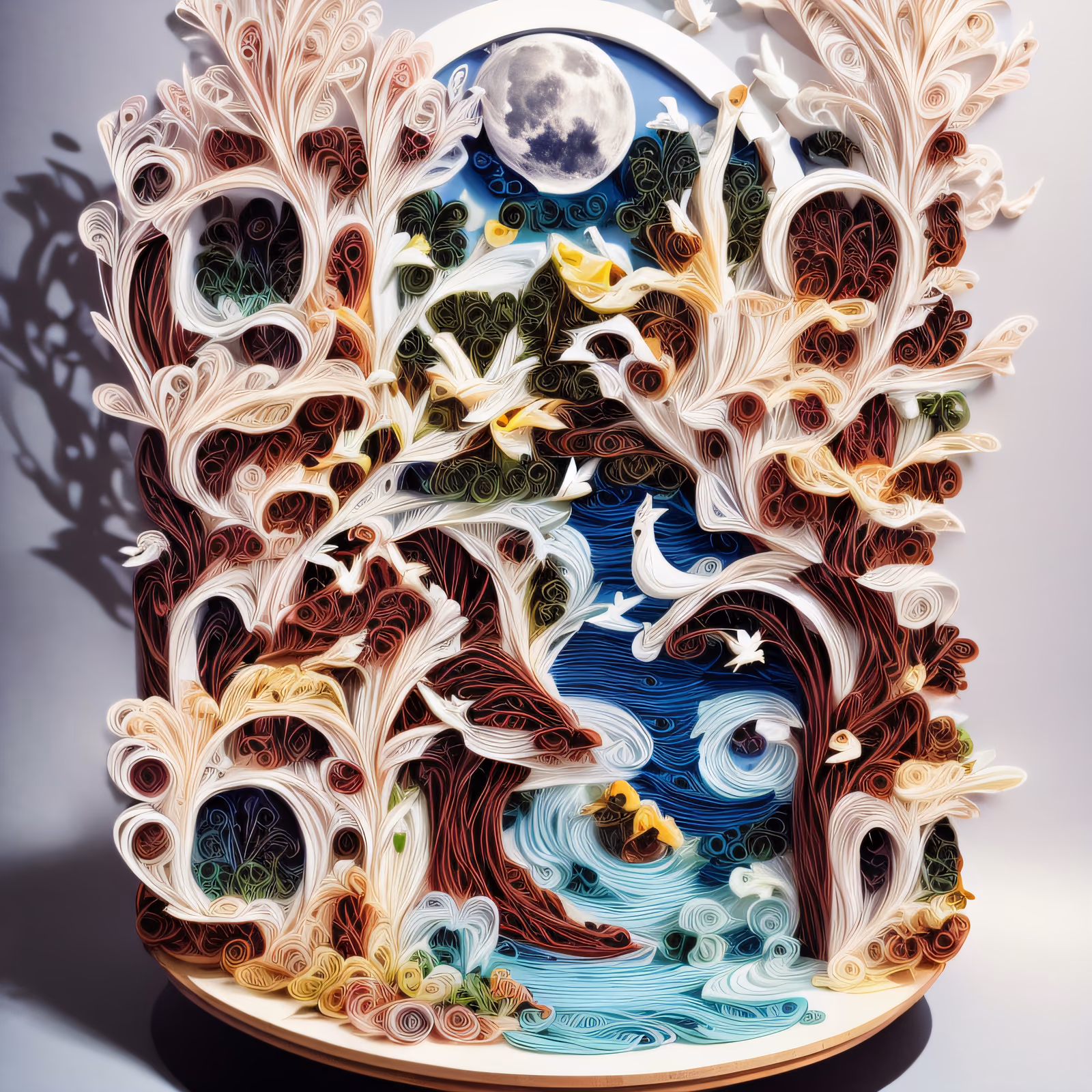 Quilled Paper Moonlit Forest QR Code Art — image 1