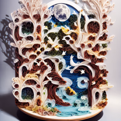 Quilled Paper Moonlit Forest QR Code Art — image 1