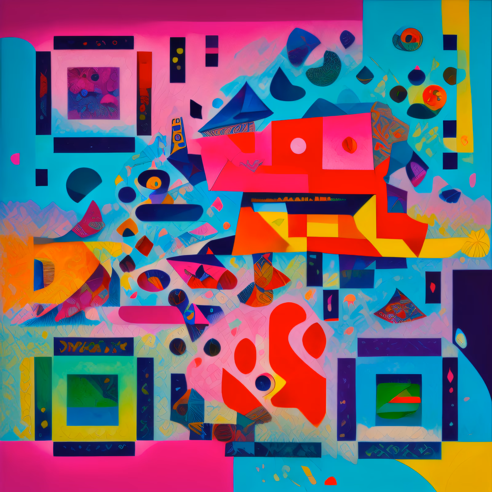 Colorful Geometric Abstract Oil Painting QR Code Art — image 1