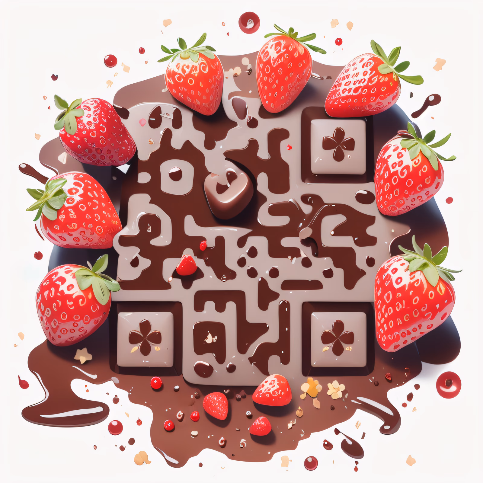 Клубника в шоколаде: векторный QR-код для стикеров — изображение 1