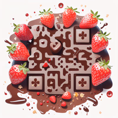 Клубника в шоколаде: векторный QR-код для стикеров — изображение 1