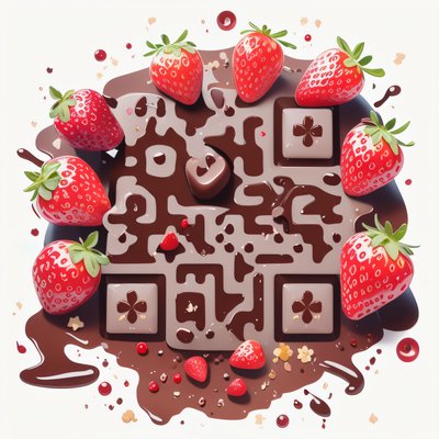 Chocolate Strawberry Vector QR Code for Stickers