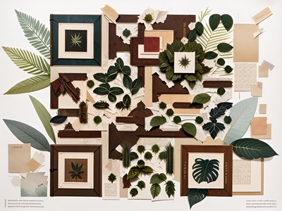 Botanical Herbarium Paper Collage QR Code Art