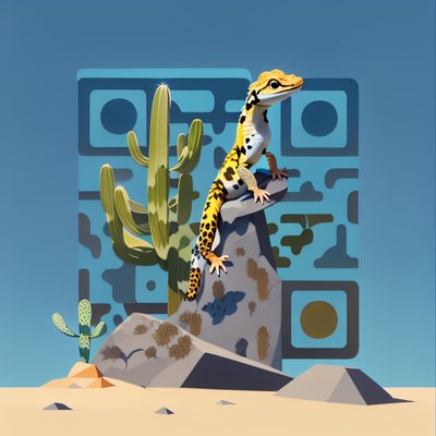 Leopard Gecko Desert Vector QR Code for Posters