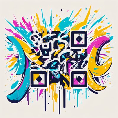 Graffiti Lettering Splatter QR Code for Apparel