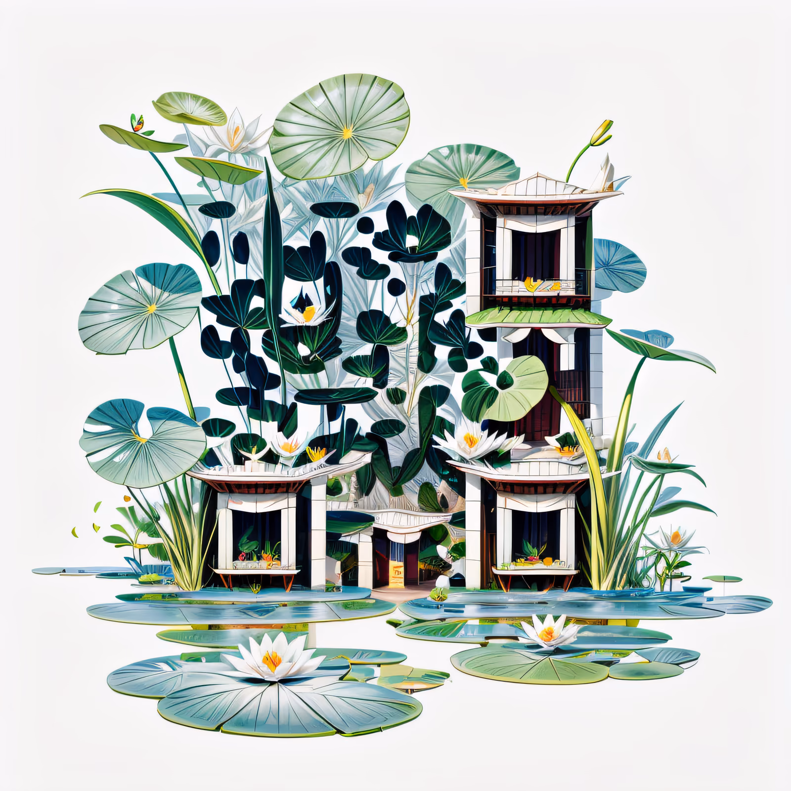 Lily Pad Garden Houses 3D QR Code for Posters — image 1