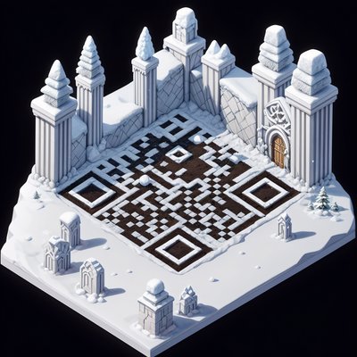 Заснеженный круг друидов, изометрический QR-код