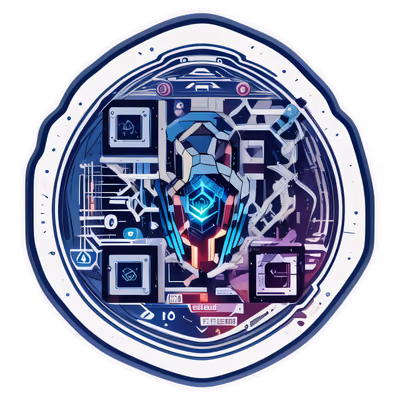 Кибер-эмблема с микросхемой, векторный QR-код для стикеров — изображение 1