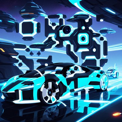 Futuristic Sports Car Spaceport QR Code for Posters