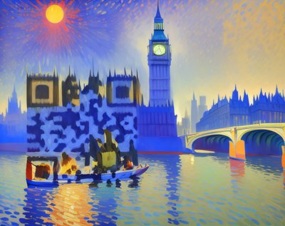 Big Ben Fauvist Painting QR Code Art