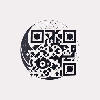 Полумесяц и звёзды: QR-код в стиле тату для временных татуировок — изображение 1