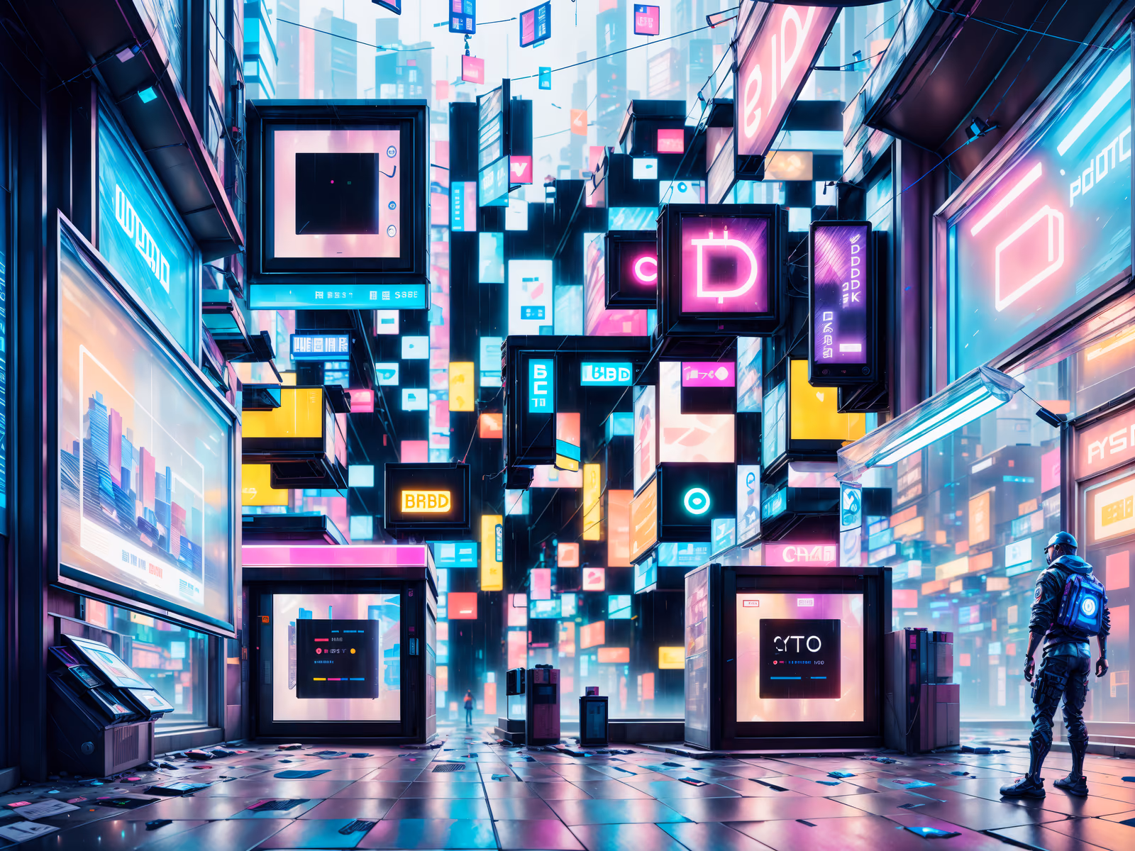 Neon Crypto Alley Cyberpunk QR Code for Posters — image 1