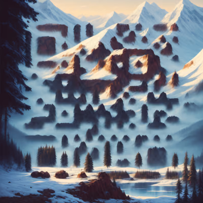 Snowy Mountain Lake Matte Painting QR Code Art — image 1