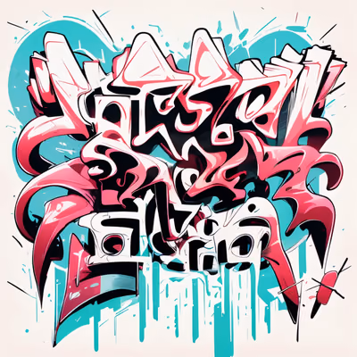 Pink Wild Style Graffiti Lettering QR Code for Apparel — image 1