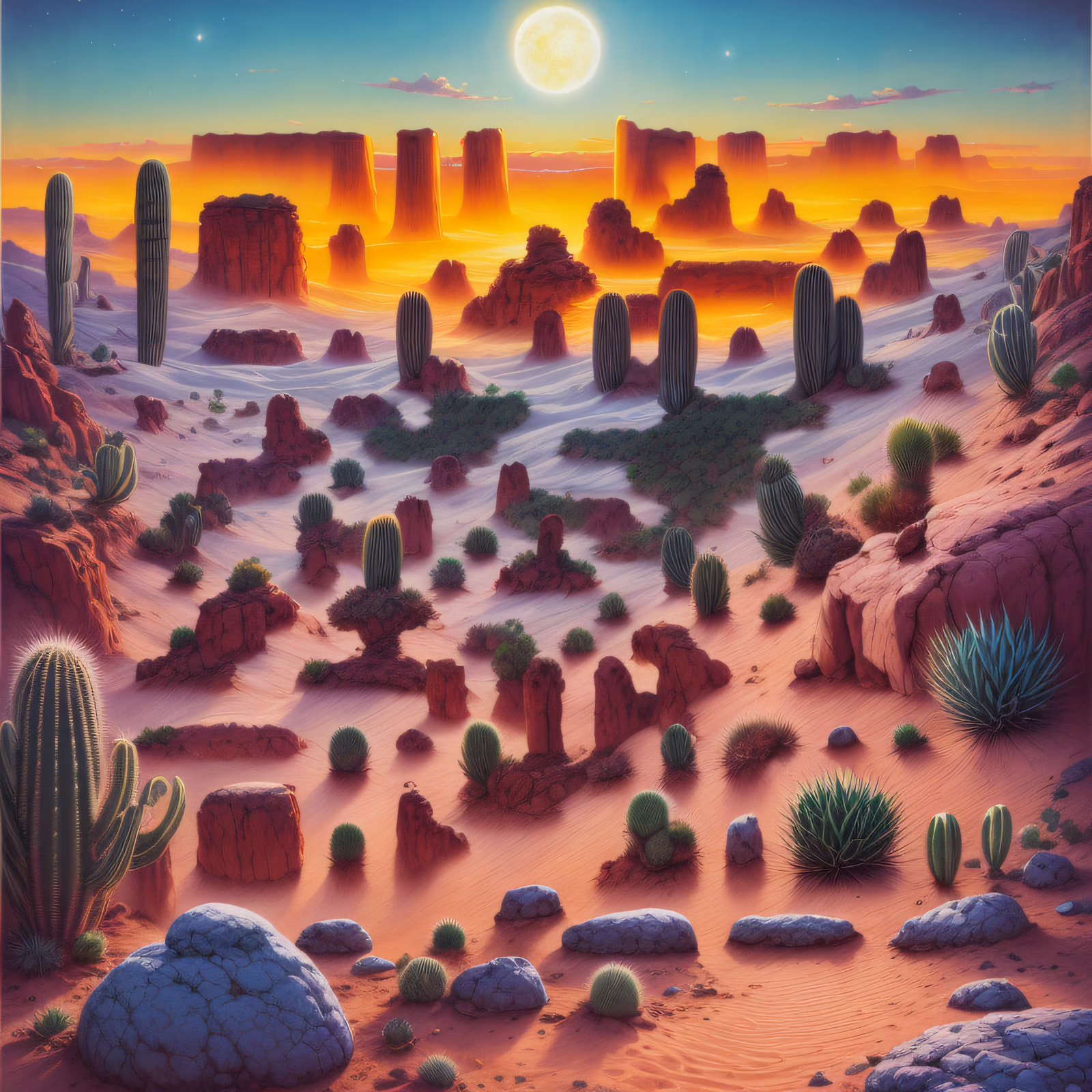 Desert Cactus Sunset Psychedelic QR Code for Posters — image 1