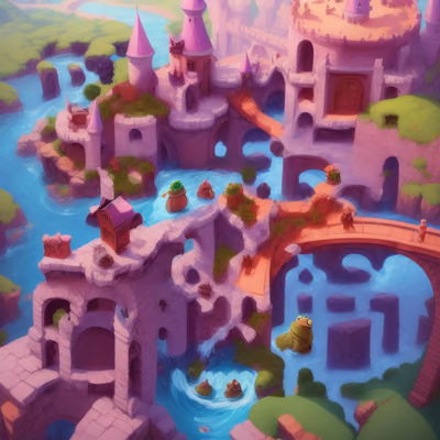 Pink Castle River Game Art QR Code for Posters — image 1
