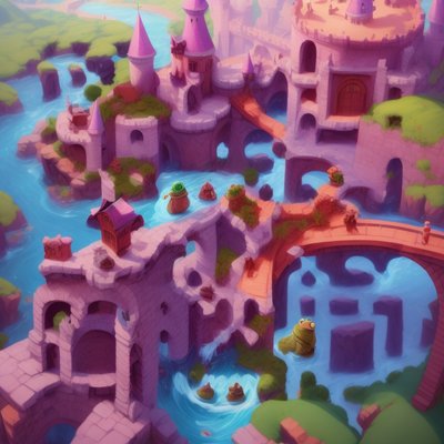 Pink Castle River Game Art QR Code for Posters