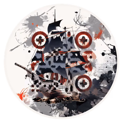 Pirate Galleon Ink Splatter Pirate Ship QR Code for Stickers — image 1