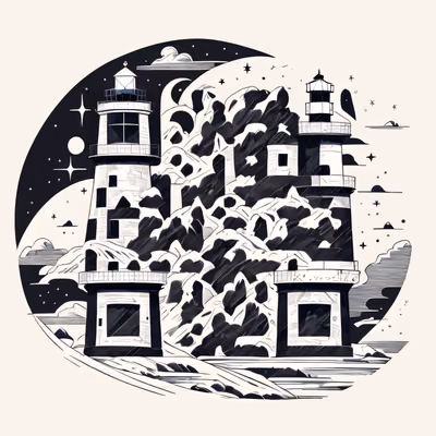 Lighthouse Cliff Tattoo Line Art QR Code for Temporary Tattoos — image 1