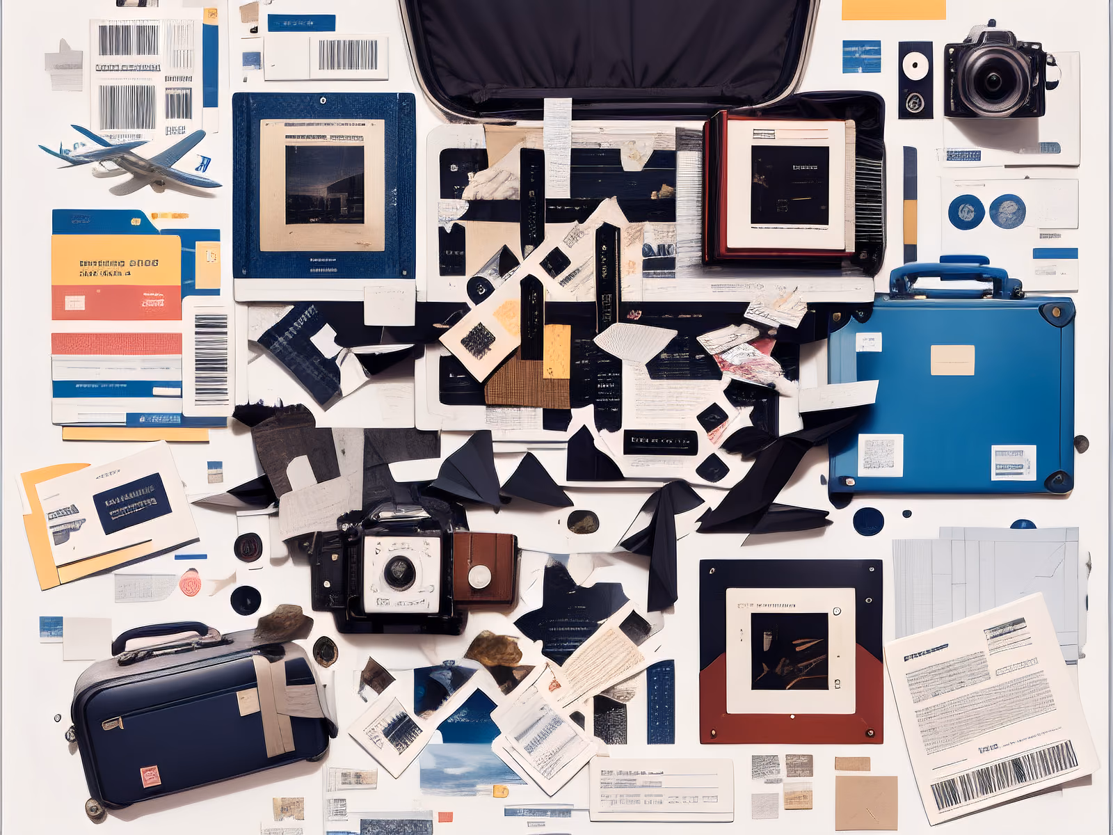 Travel Luggage Paper Collage QR Code for Posters — image 1