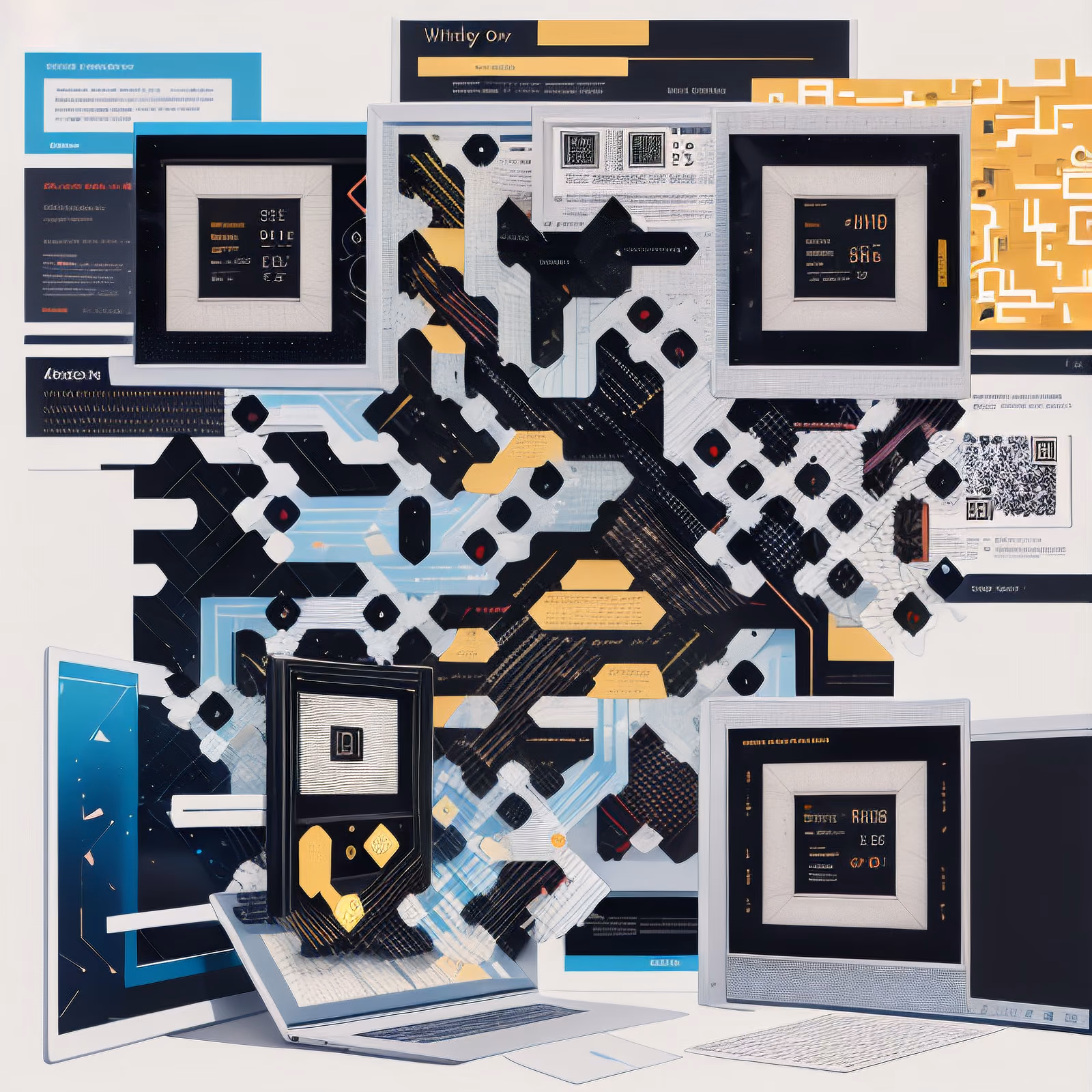 Retro Computer Screens Collage QR Code for Posters — image 1