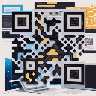 Retro Computer Screens Collage QR Code for Posters — image 1