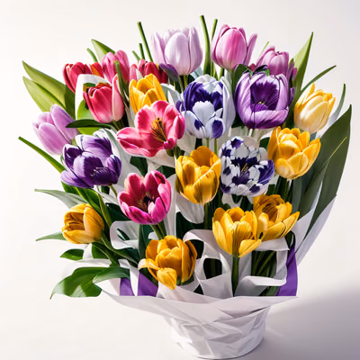 Colorful Tulip Bouquet Photo QR Code for Greeting Cards — image 1
