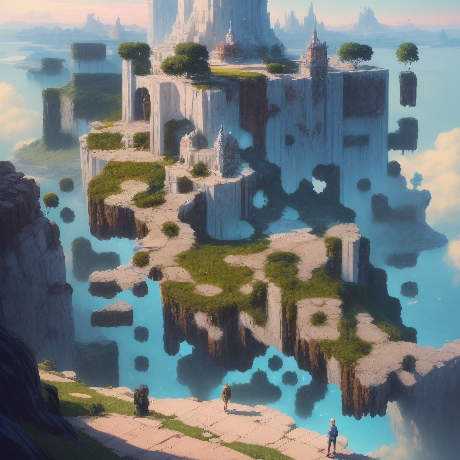 Floating Island Fortress Matte Painting QR Code Art — image 1