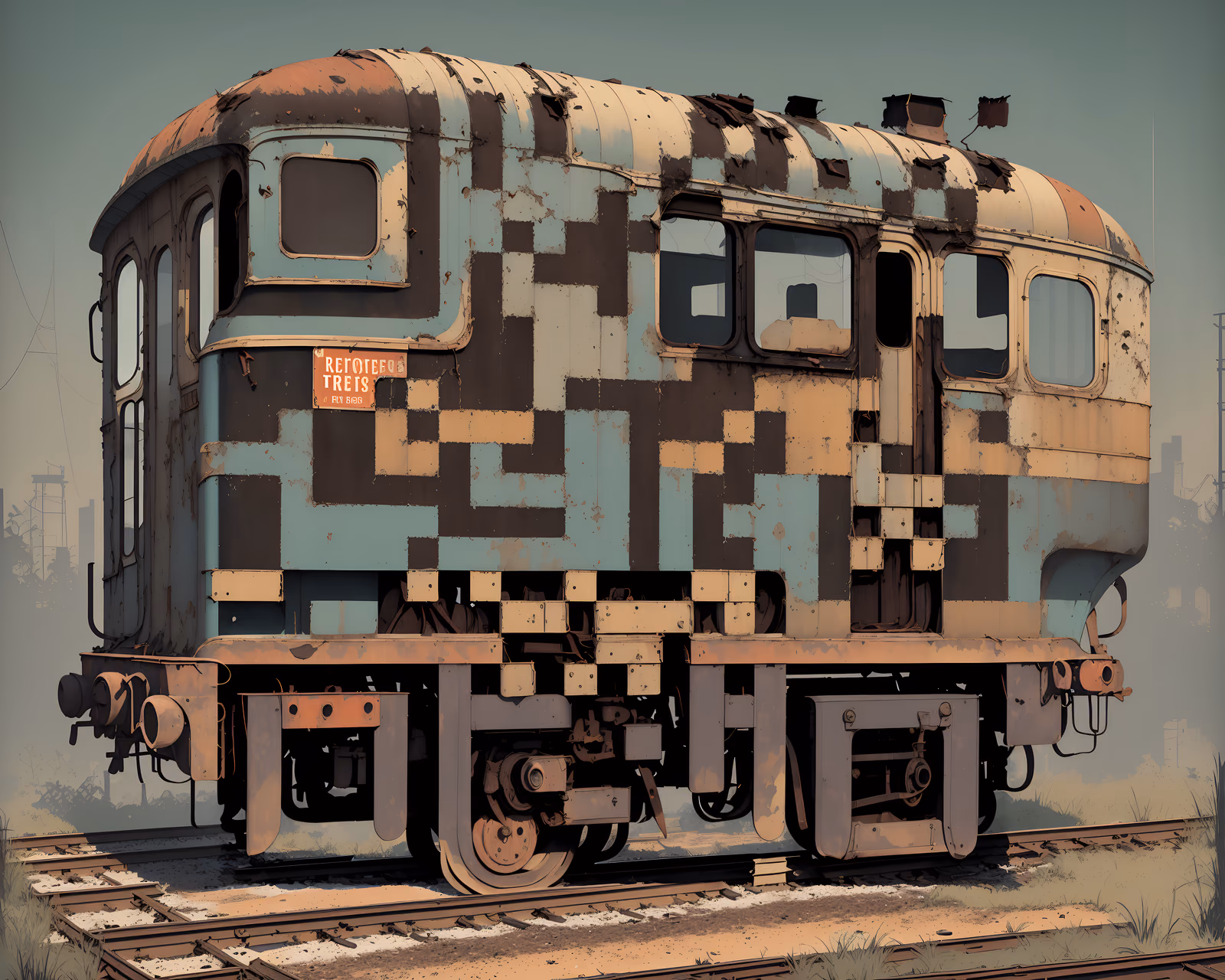 Rusting Abandoned Train Retro Vector QR Code for Posters — image 1