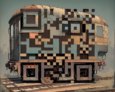 Rusting Abandoned Train Retro Vector QR Code for Posters