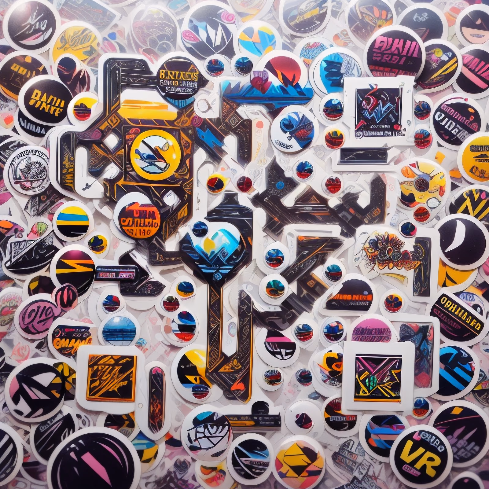Retro Sticker Bomb Collage Emblem QR Code for Stickers — image 1
