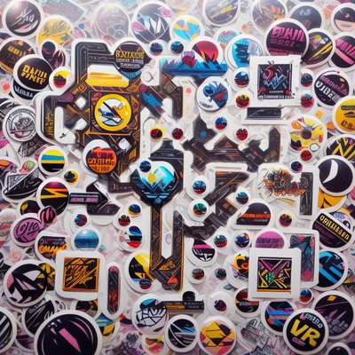Retro Sticker Bomb Collage Emblem QR Code for Stickers